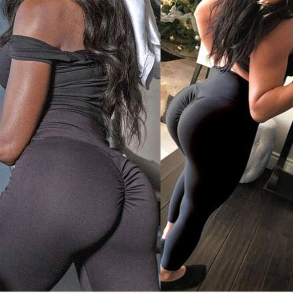 Women Leggings Booty Scrunch Round High Waist Butt Yoga Legging Fitness Pants - Picture 3 of 12